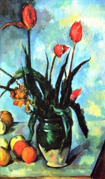  vase - Tulpen in einer Vase Paul Cezanne